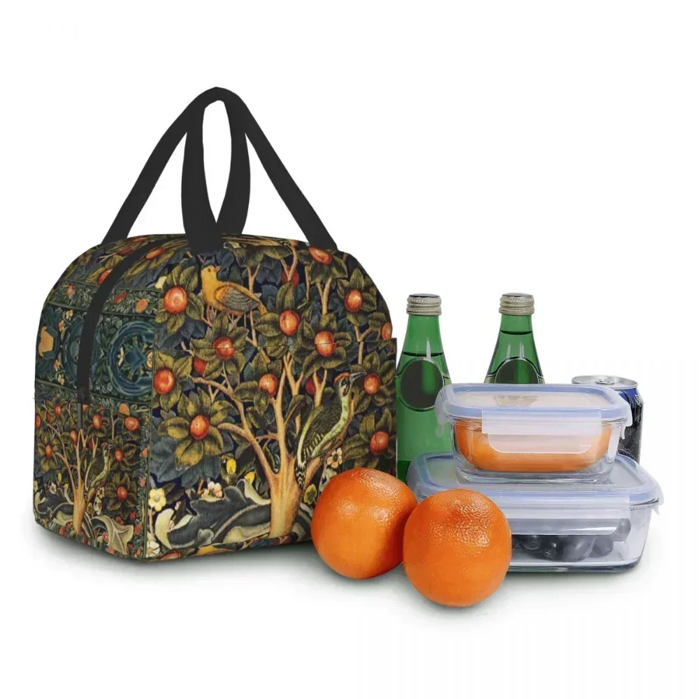 

William Morris Forest Animals Thermal Insulated Lunch Bag Portable Lunch Box for Women Kids Floral Art Outdoor Picnic Food Bags