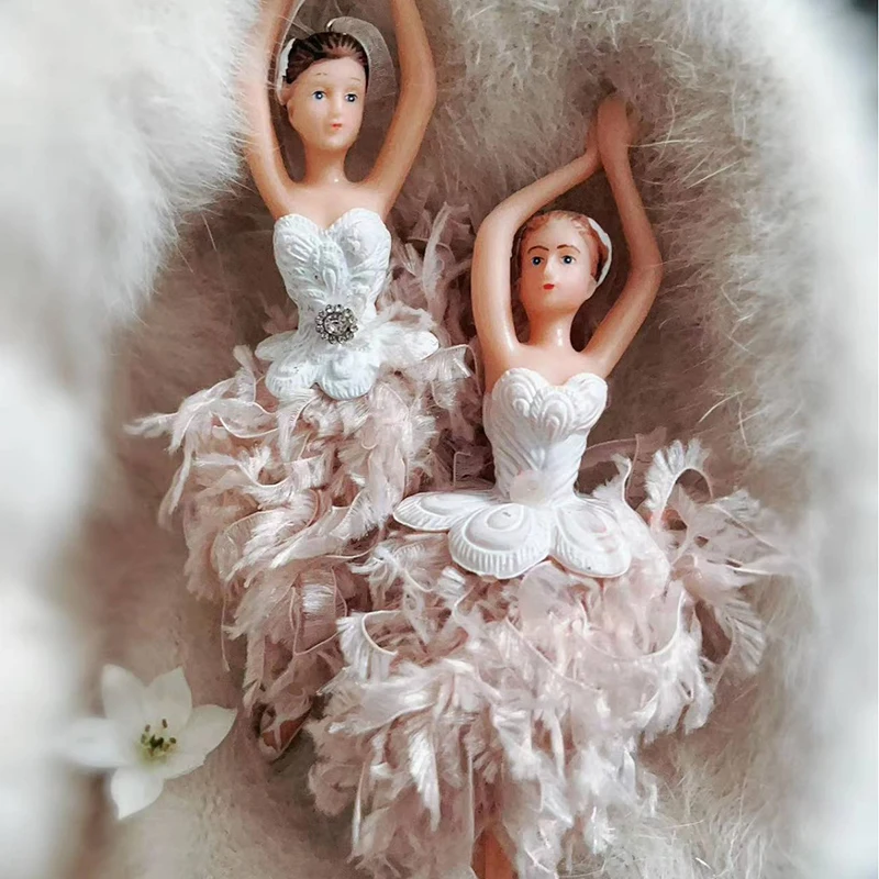 Menina ballet ornamento pendurado árvore de natal anjo bonecas pingente de pelúcia dançarino ornamentos pingentes decoração cisne lago elf pequenas tags