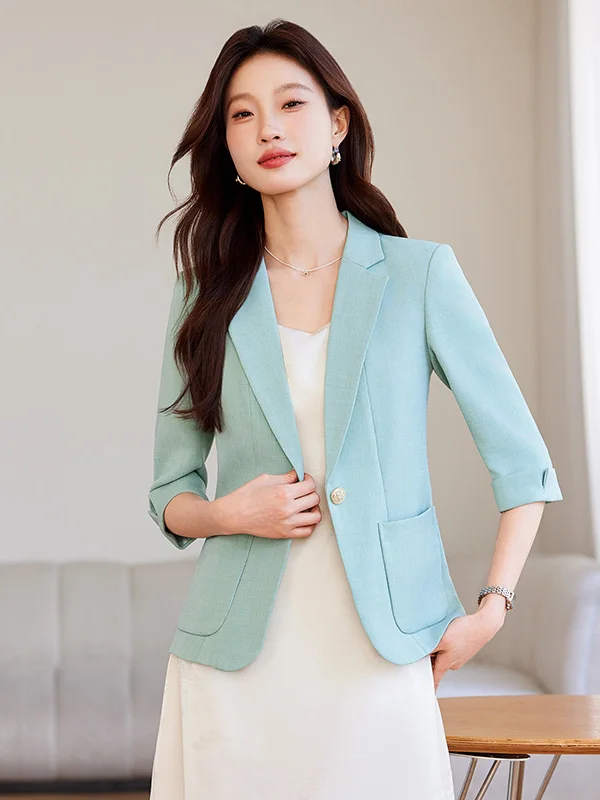 

Женский летний костюм Ele Commuter: Новинка, приталенный крой, полиэстер, длина 7/8, однотонный дизайн