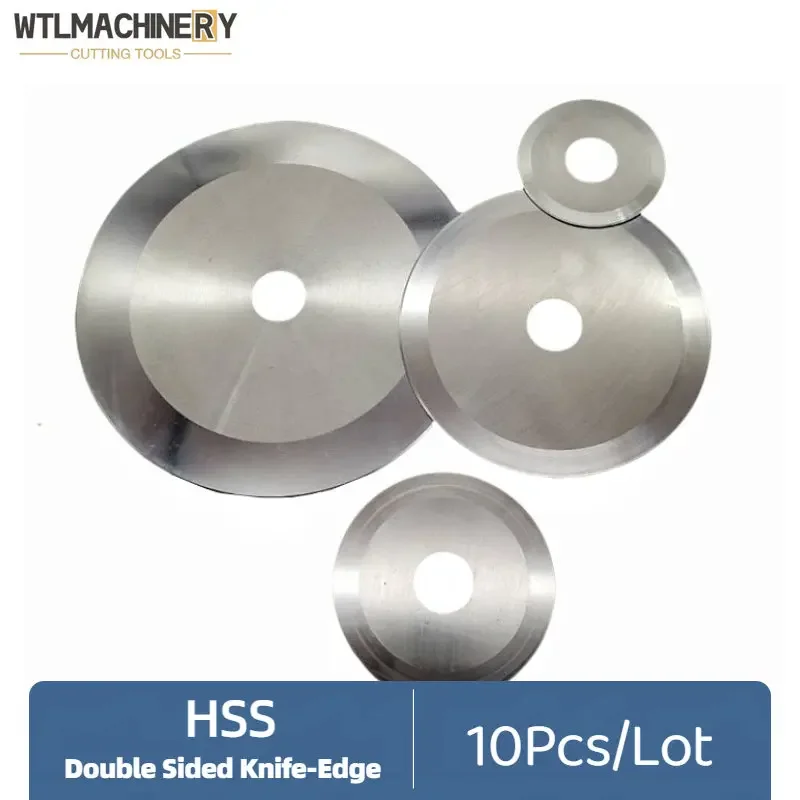 

10Pcs HSS Slitting Flat Round Blade Double Sides Knife-Edge For Paper Flim Cloth Tube Tape Leather...Cutting