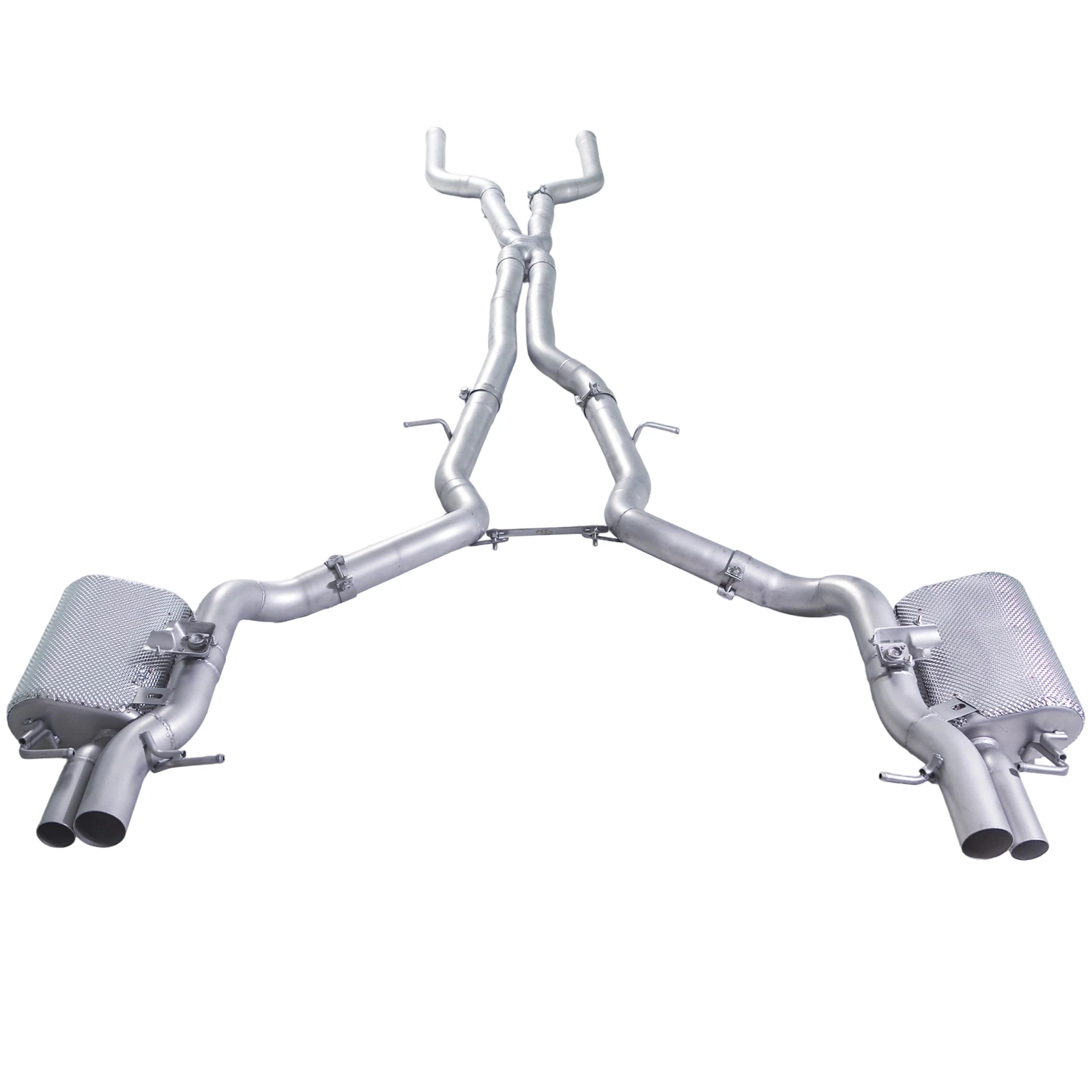 For 2018-2024 Mercedes-AMG GT63 C192 4.0T catback SUS304 high-performance exhaust system with OEM valve-controlled muffler.