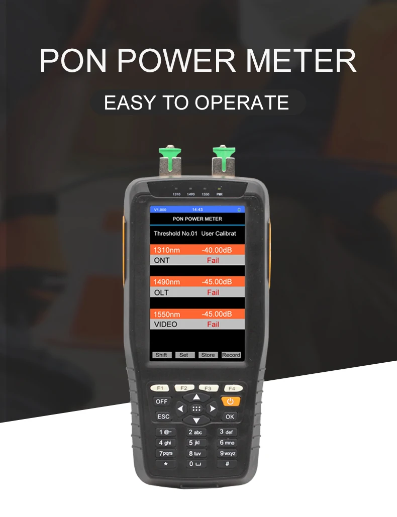 PON optical power meter+VFL high precision network detector FTTH online tester pon test instrument 1310/1490/1550nm