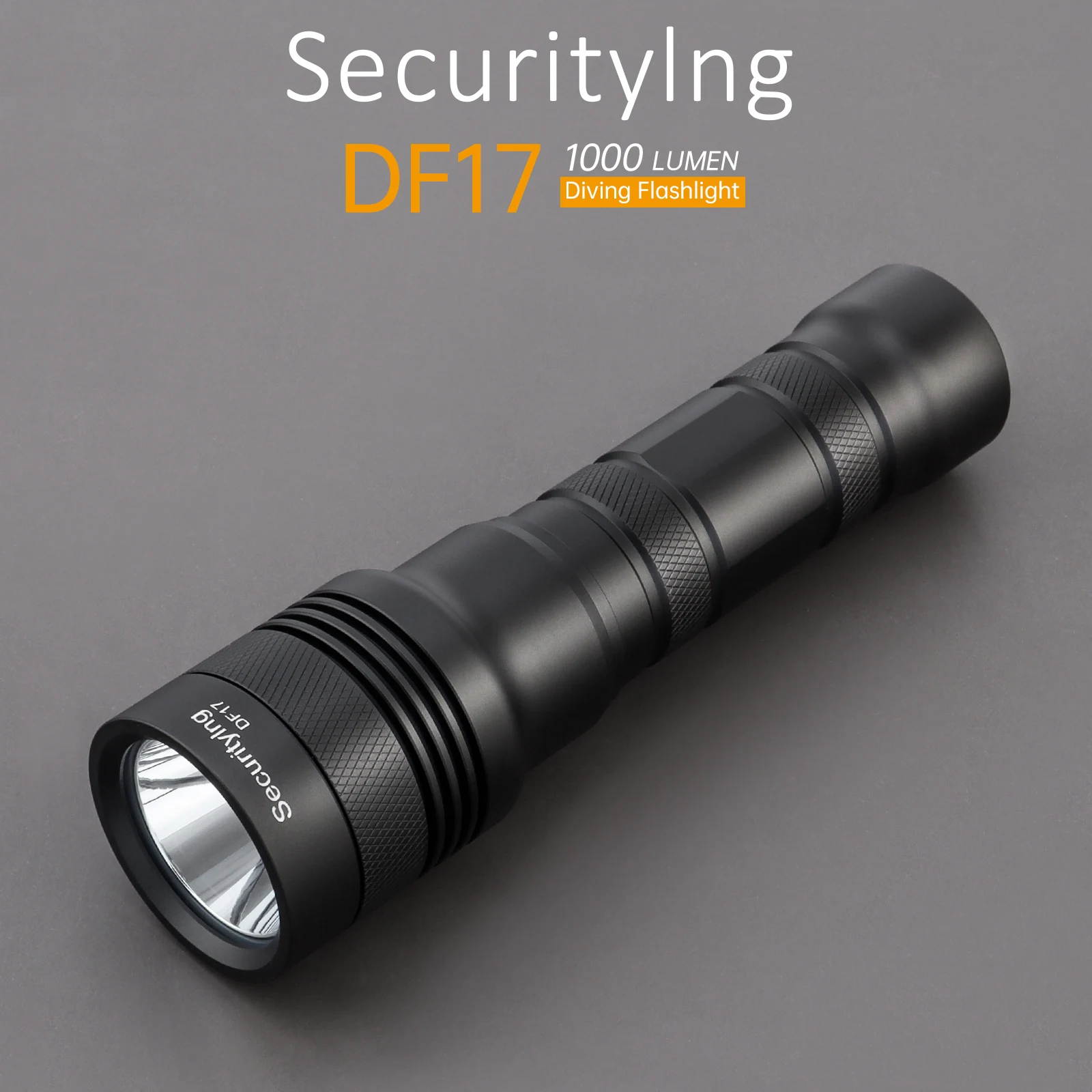 SecurityIng DF17 SST20 LED 1000 Lumens Scuba Diving Flashlight Underwater 150M Dive Lights with 3-layer Waterproof Ring