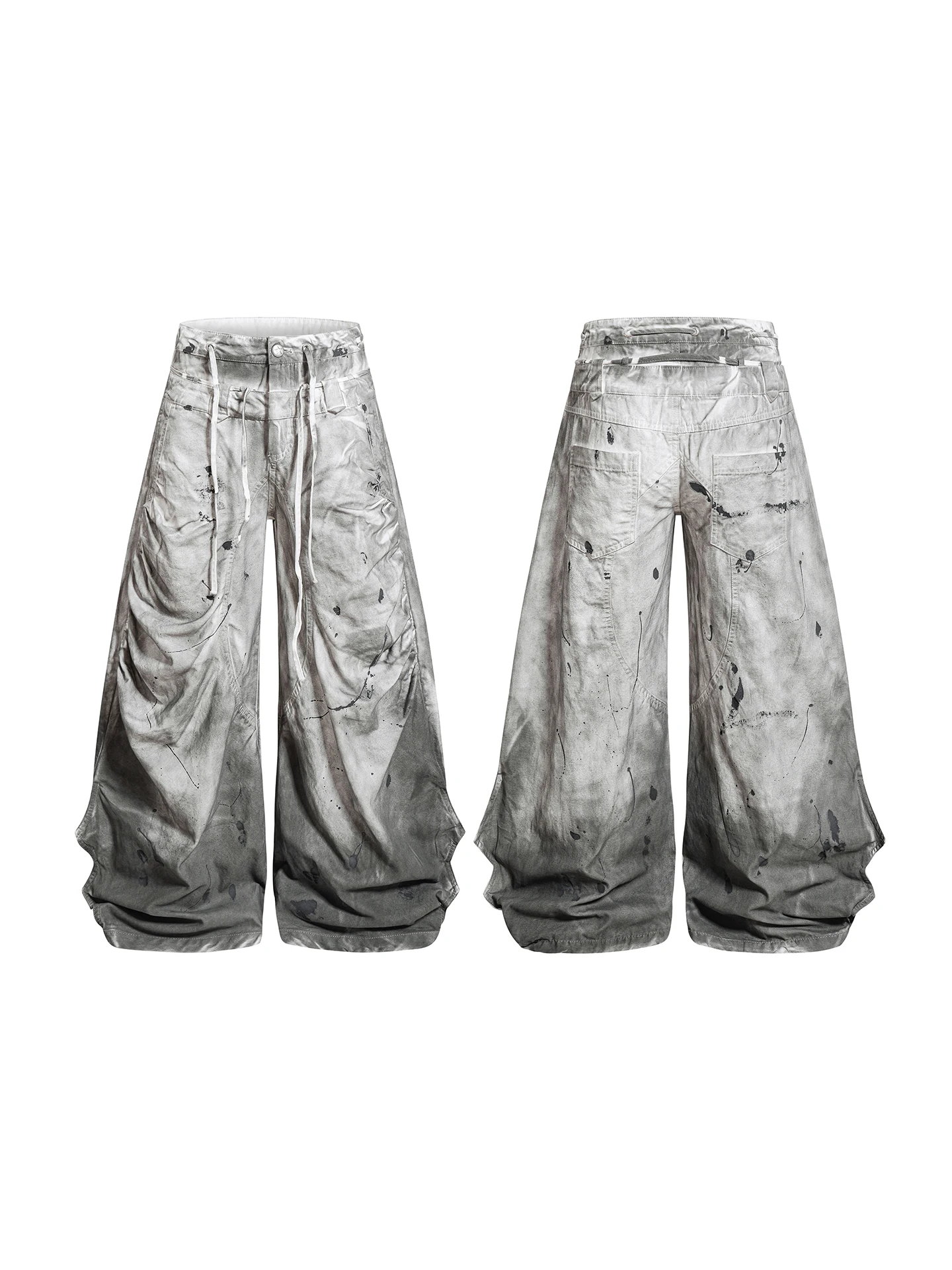 American Style Heavy Duty Double Waist Knife Gradient Design Men's Jeans Cotton Straight Leg Long Trousers Casual Comfortable
