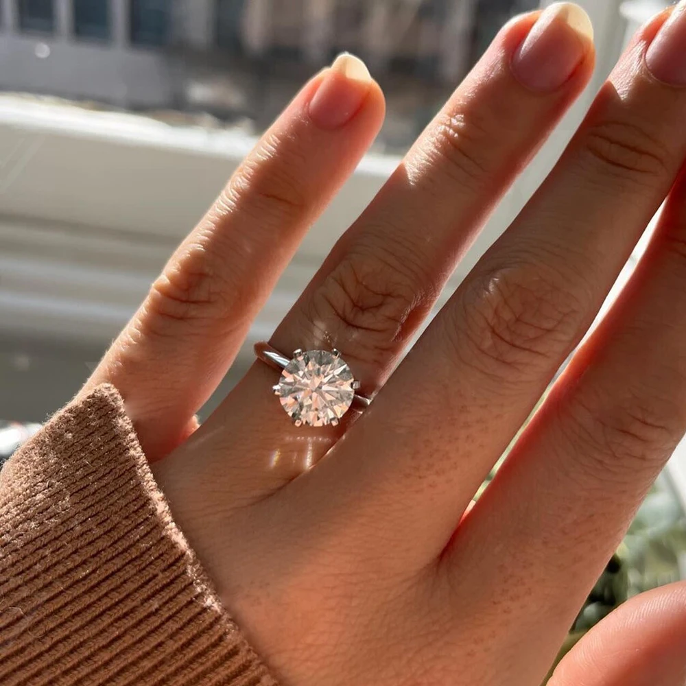 1-10Carat Solitaire Moissanite Engagement Ring For Women S925 Silver 6-Prong Brilliant Round Cut Diamond Wedding Ring With Gra