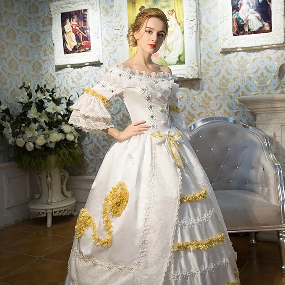 

KEMAO-High-end Court Rococo Baroque Marie Antoinette Ball Gown, 18th Century Renaissance, Historical Period Evening Dresses