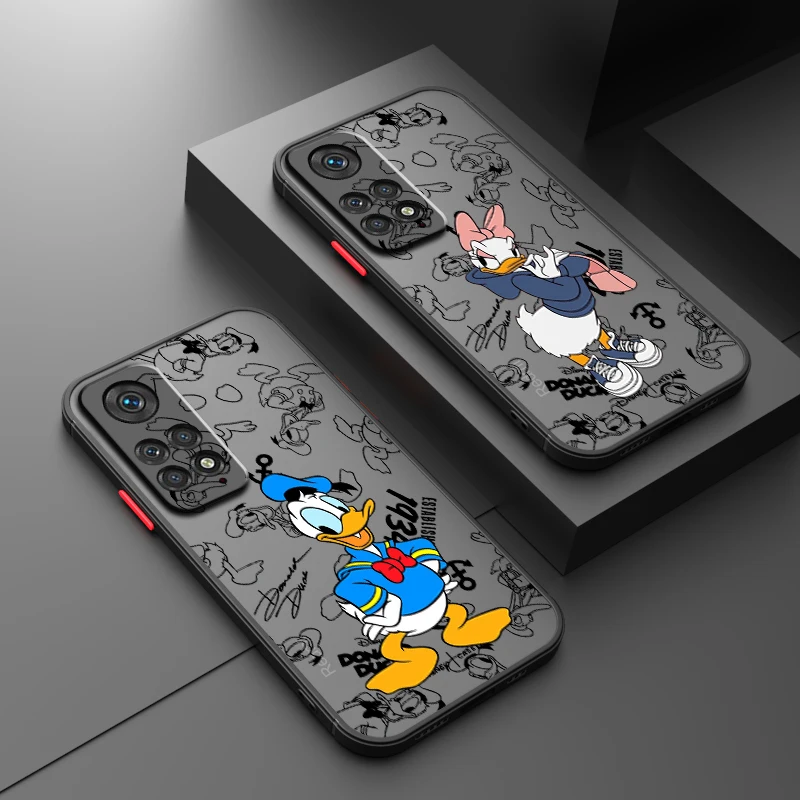 Disney Donald Duck Cute Frosted Translucent For Redmi Note 13 12 12S 12T 11 11T 11E 10 10S 9 Pro Plus 5G TPU Phone Case