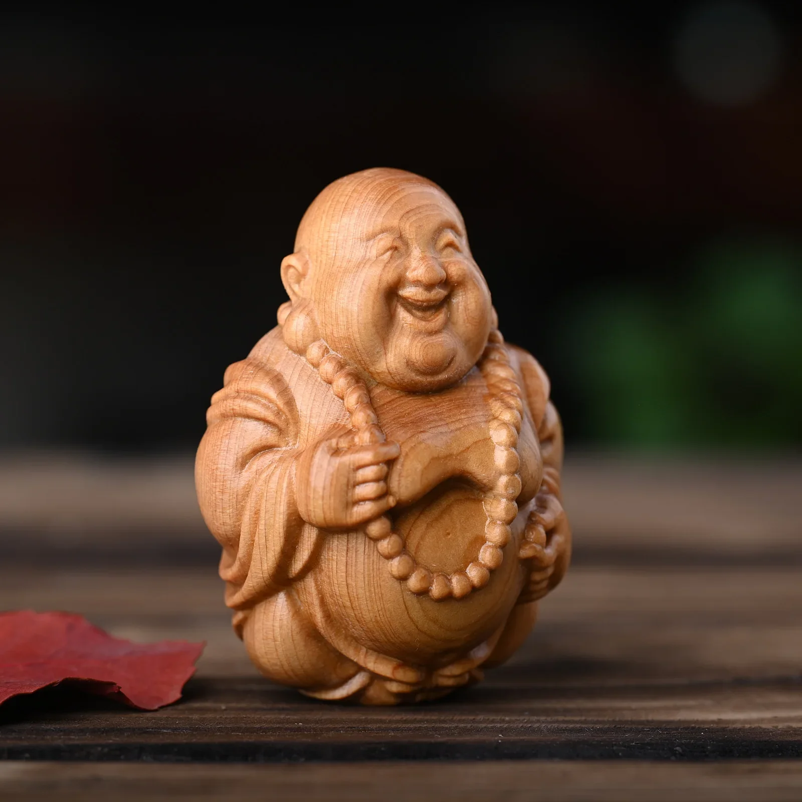 

Buddha Statue Miniature Wooden Maitreya Buddha Figures 2.75" Crafts For home Decor Living room desk accessories Holiday gifts