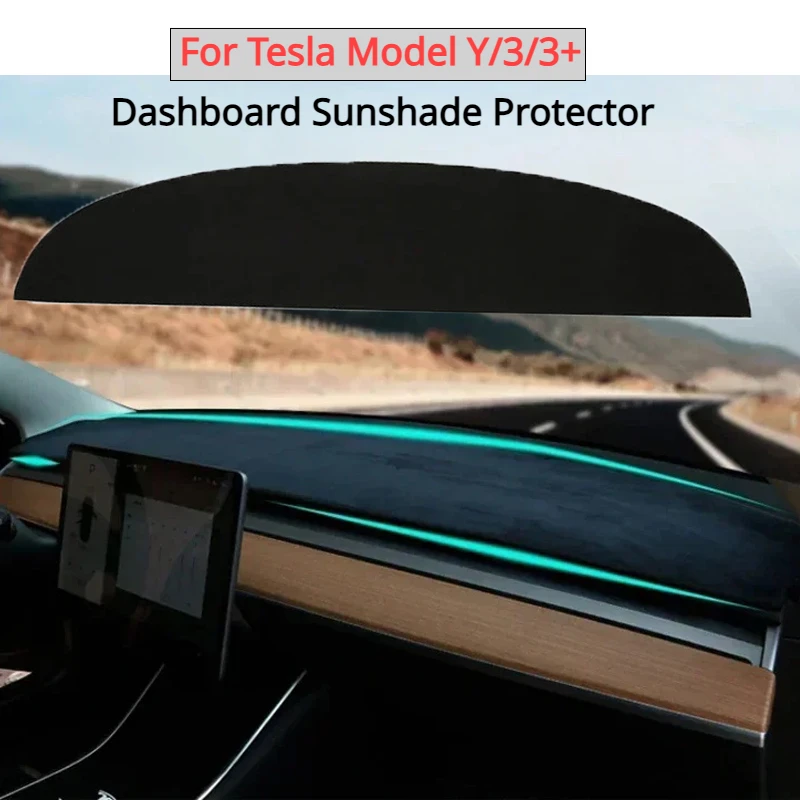 For Tesla Model Y/3/3+ Highland 2019-2024 Dashboard Cover Pad Sunshade Protector Anti-UV Dash Mat Sun-shading Non-slip Flannel