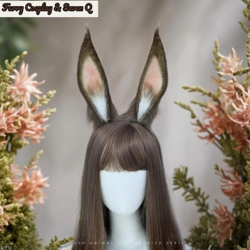 Rabbit Ears Headband Plush Hair Accessory Handmade Cosplay Props For Anime Costume Party Decor