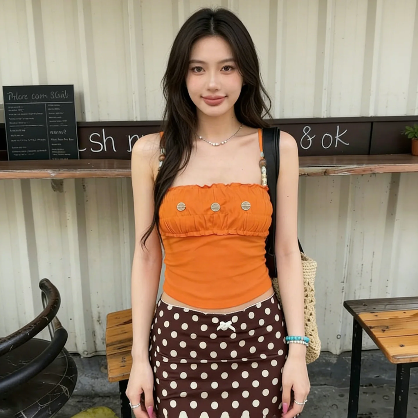 Small Fresh Summer Dopamine Colored Beaded Straight Collar Strap Mushroom Edges Wrinkled Breasts Tailored Short Tank Top 여성 탱크탑