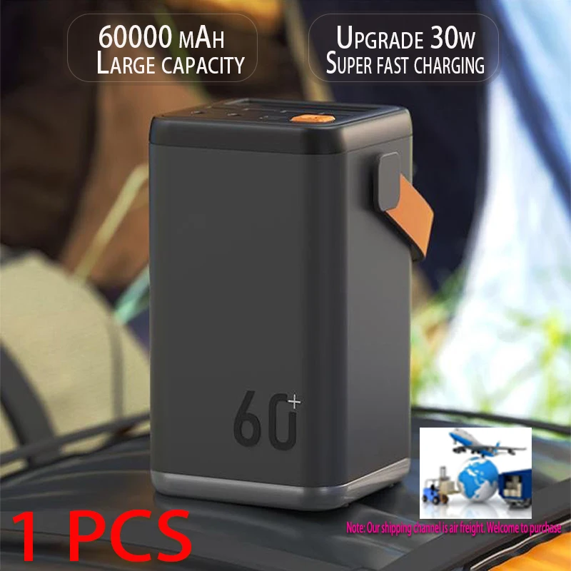 High-capacity High-quality Outdoor Emergency Portable Mobile Power Supply Mobile Phone Charger 60000Mah Power Bank+Free Shipping