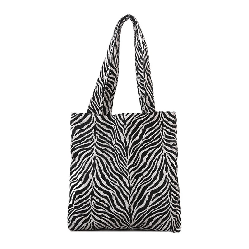 

Fashion Large-Capacity Zebra Canvas Handbags Ladies Shoulder Bags Shopping Handbags Leisure Travel Underarm Bags