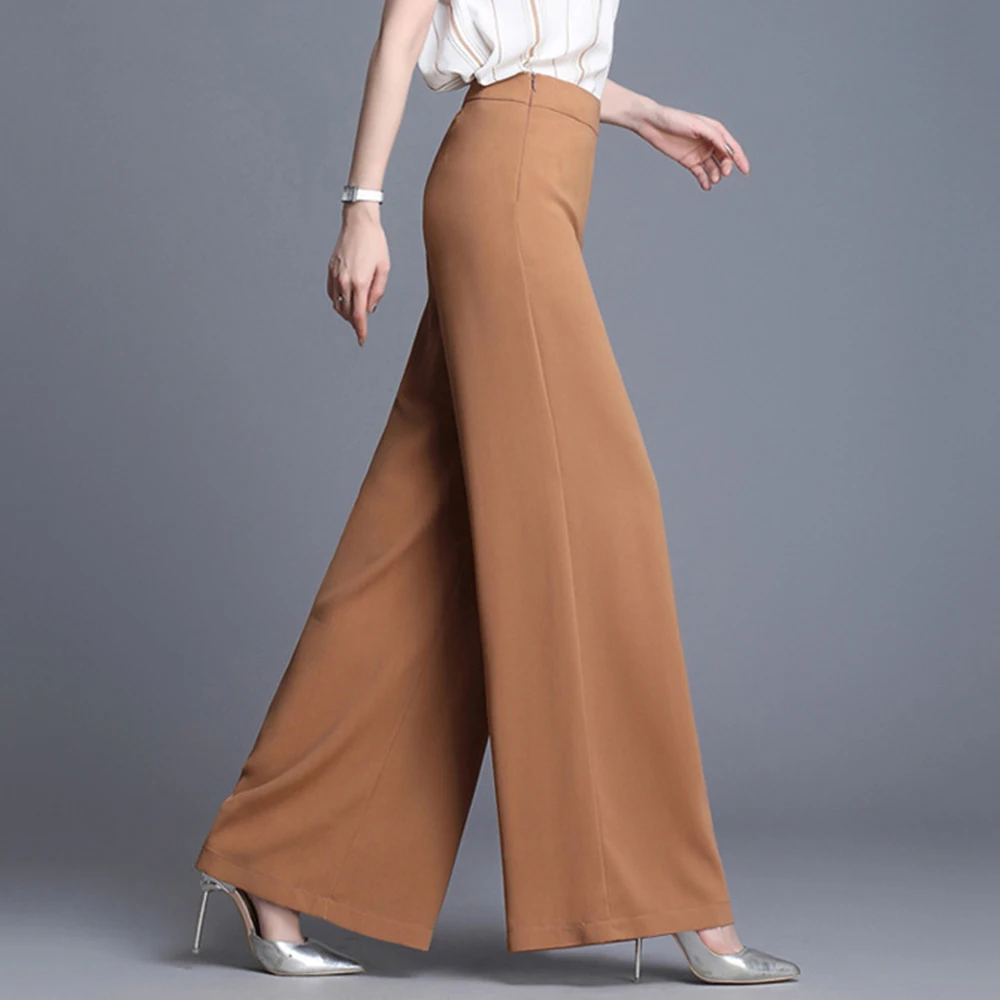 Women\'s Wide Leg Chiffon Flat Thin Summer Baggy Loose Trousers High Waist White Red Pants Oversize M 6XL Dropshipping