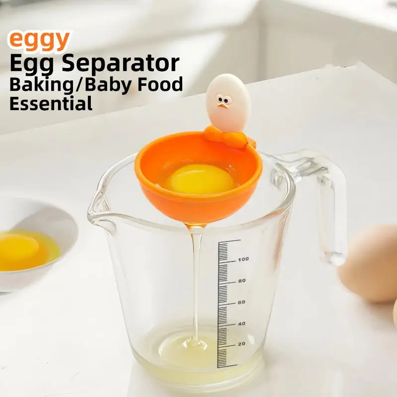 Joie Egg Separator Creative Hook Design Hands Free Side Draining Handle Yolk White Filter For Baking And Cooking