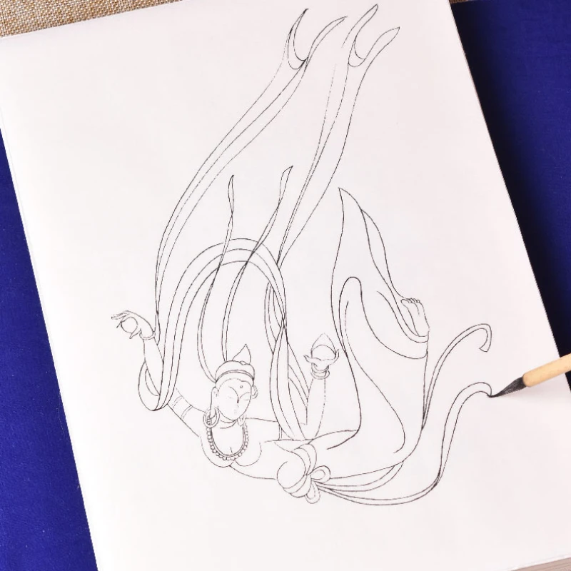 Meticulous Drawing Manuscript Color Ripe Rice Paper Dunhuang Mural Flying Lady Picture Painting Drawing Beginner Practice Papers