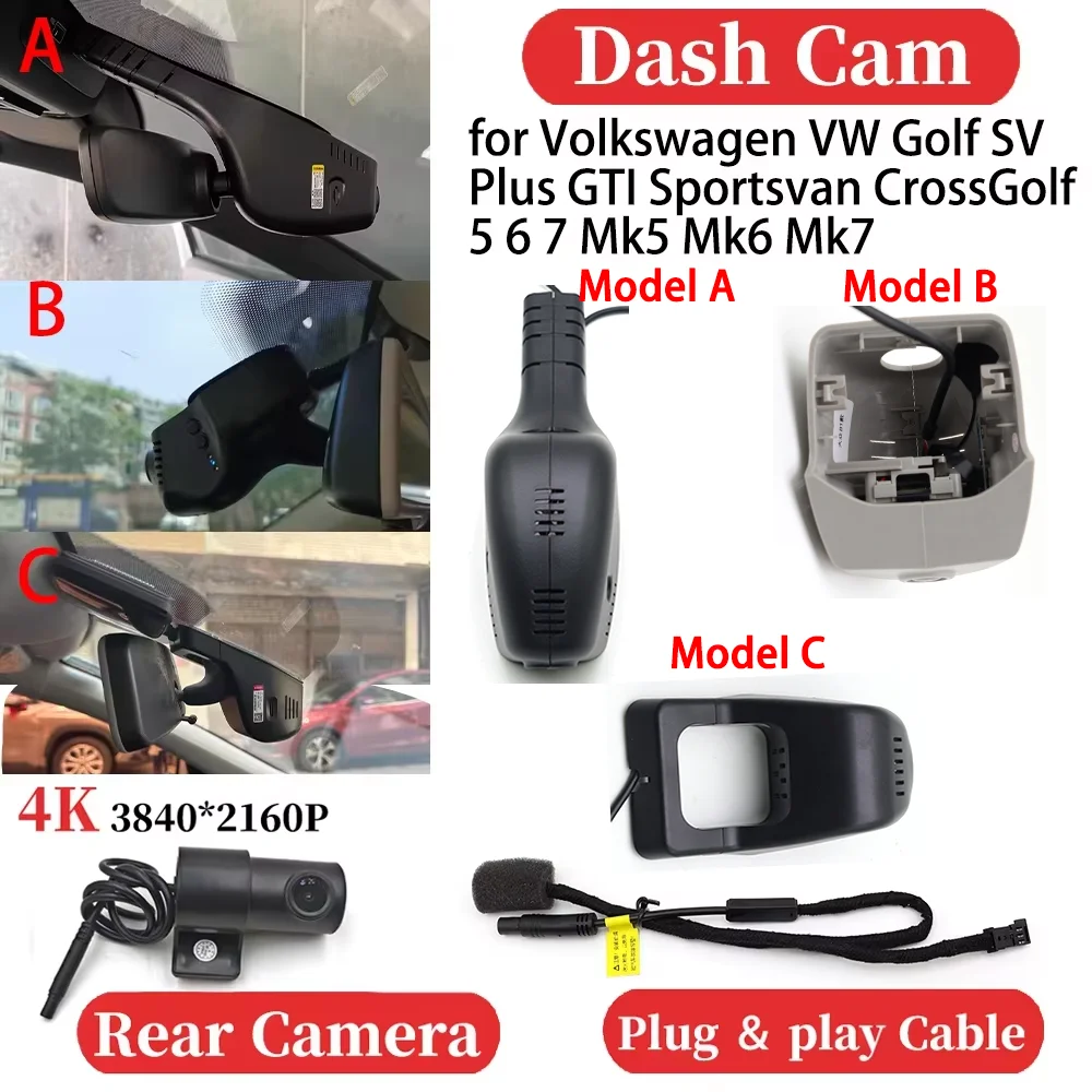 UHD Car 4K Video Recorder DVR Dash Cam Dashboard Camera for Volkswagen VW Golf SV Plus GTI Sportsvan CrossGolf 5 6 7 Mk5 Mk6 Mk7