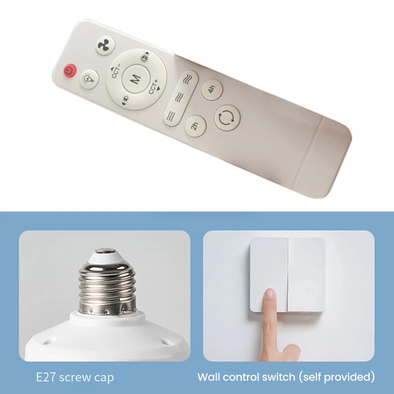 Розетка вентилятора Маленький потолочный вентилятор с подсветкой и пультом дистанционного управления, винтовой потолочный вентилятор для основания E27, для спальни, кухни Прочный