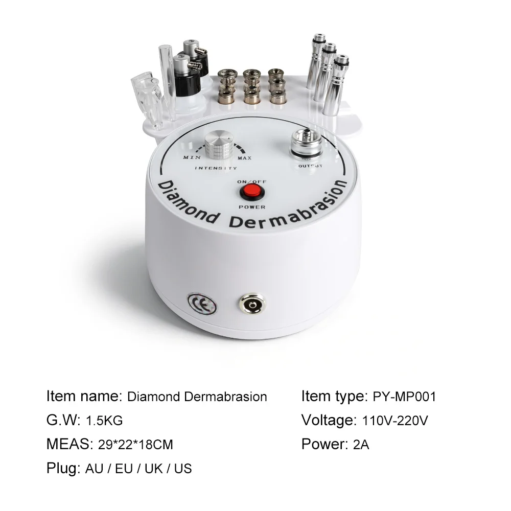 Professional 3 in 1 Diamond Dermabrasion Machine featuring Diamond Microdermabrasion, Spray Bottle Hydration, and Vacuum Glass Tube Therapy for skin resurfacing, pore cleansing, blackhead removal, and facial rejuvenation. Ideal for beauty salons, spas, and aesthetic clinics. 3 in 1 Diamond Dermabrasion Machine