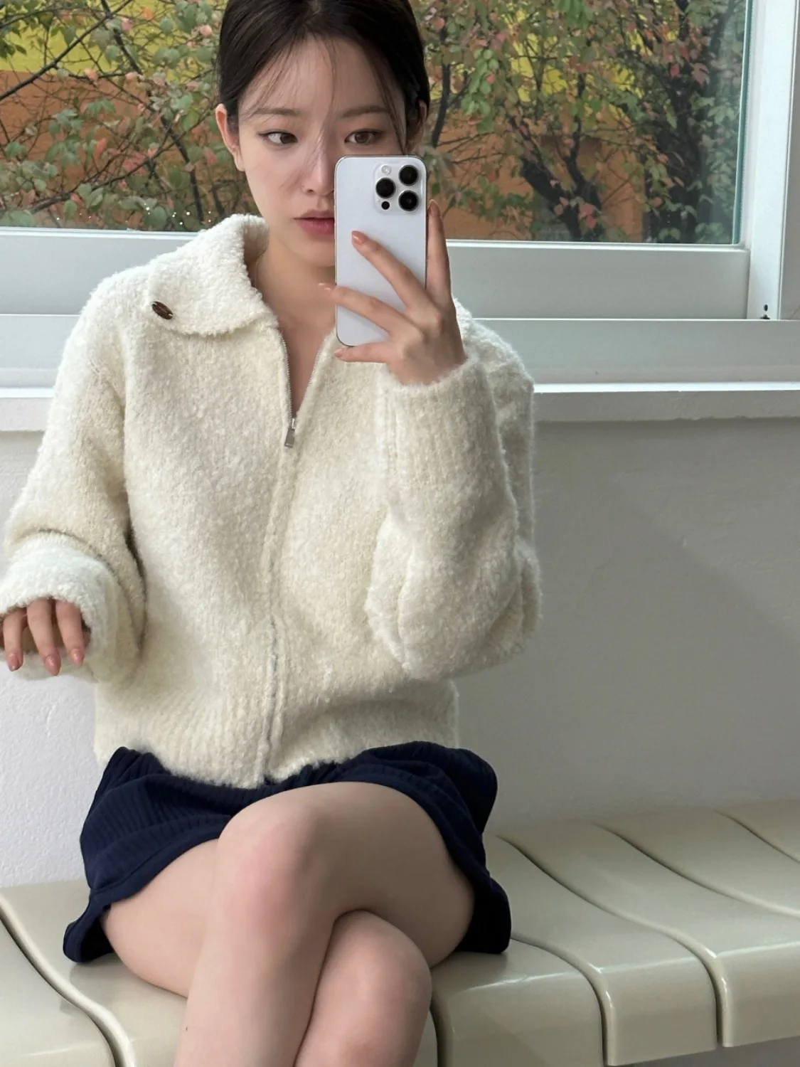 Autumn Winter Women\'s Short Knitted Sweater Coat Jacket Lapel Collar Terry Cardigan Female Full Sleeve Outerwears 2024