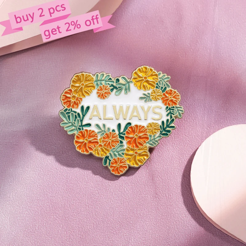 Bookworm Pines Lapel Badges Flower Book Plant Jewelry Gift for Kids Friends PERSIST Kindness Enamel  Brooch Custom Courage