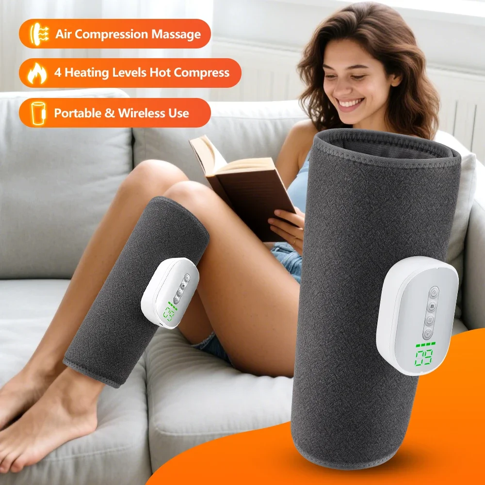 

Electric Heating Leg Massager Air Compression Calf Massager Hot Compress Leg Massager 4 Heating Mode Leg Calf Relaxing Massage
