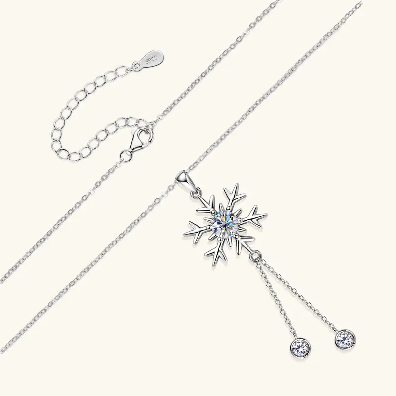 

Lnkry Exquisite Moissanite Tassel Necklaces Collier Argent 925 Sterling Silver Snowflake Pendant Necklace For Women Jewelry Gift