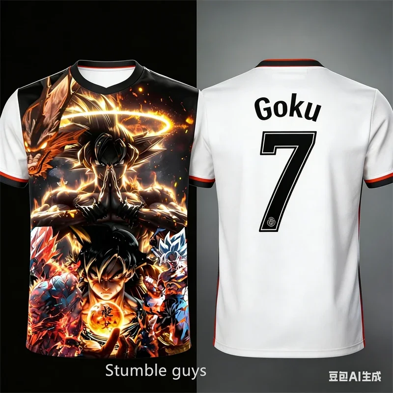 Herren Dragon Ball Z T-Shirt Jungen Kleidung Mädchen Rugby Trikot Goku Damen Super Saiyan 4 Sportbekleidung