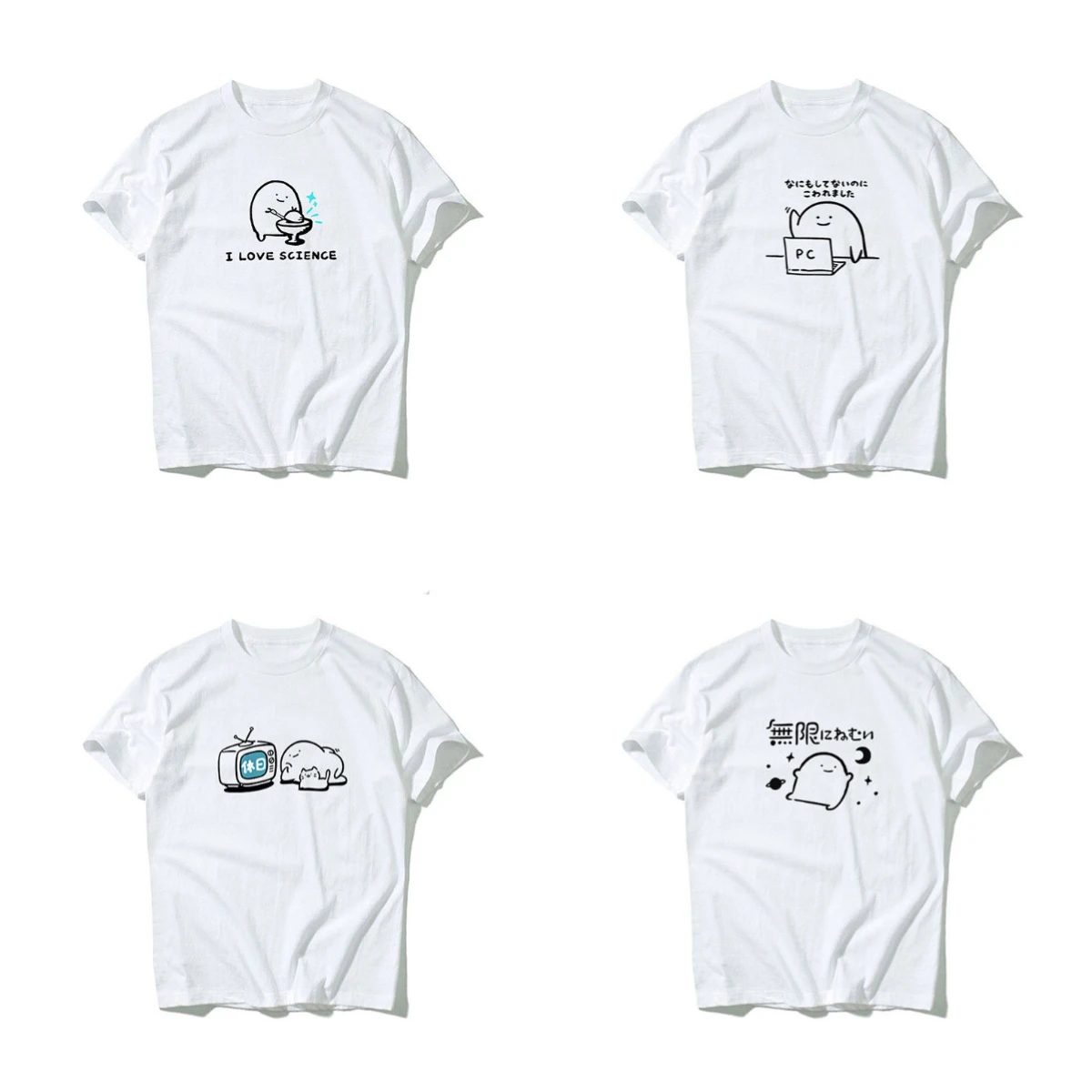 

Я ничего не делал, и оно сломалось. Футболка с коротким рукавом Ekot с японским принтом и забавными выражениями, свободная студенческая рубашка