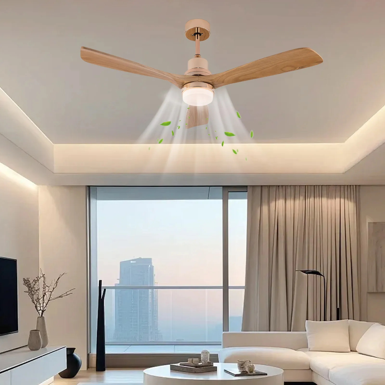 Ceiling Fan Ceiling Fans 48 Inch Chandelier Gold Three Color LED Light Remote Control Six Speeds Timer Reversible Quiet Copper Motor Home Living Room