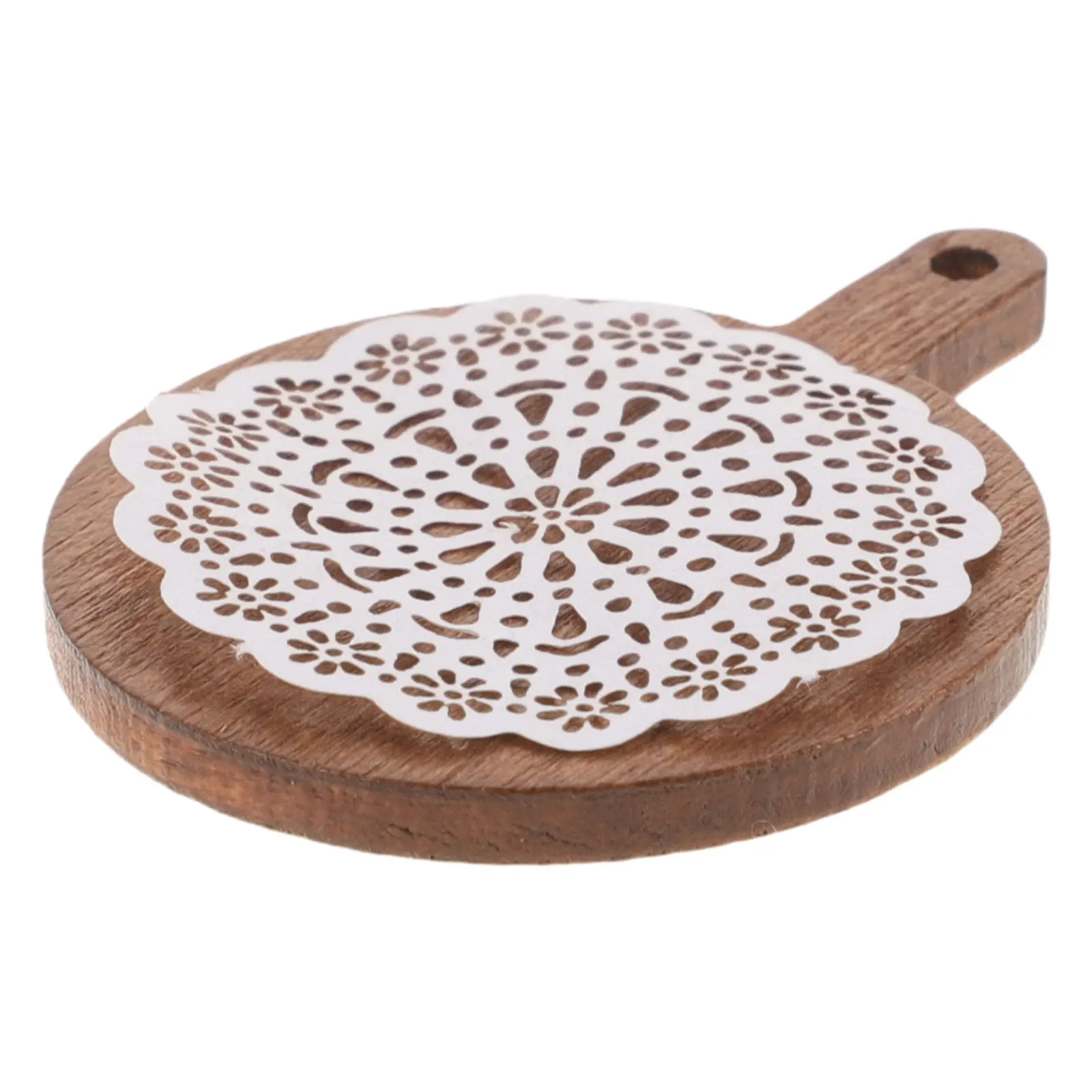 

1Set Exquisite Miniature Cake Tray with Romantic Lace Doily for Dollhouse Mini Kitchen Dining Table Setup Realistic Tiny Food