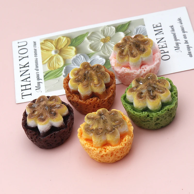 10/100pcs Resin Decor Dollhouse Miniature Bread Cookies Scrapbooking DIY Keychain Charms Handmade Materials