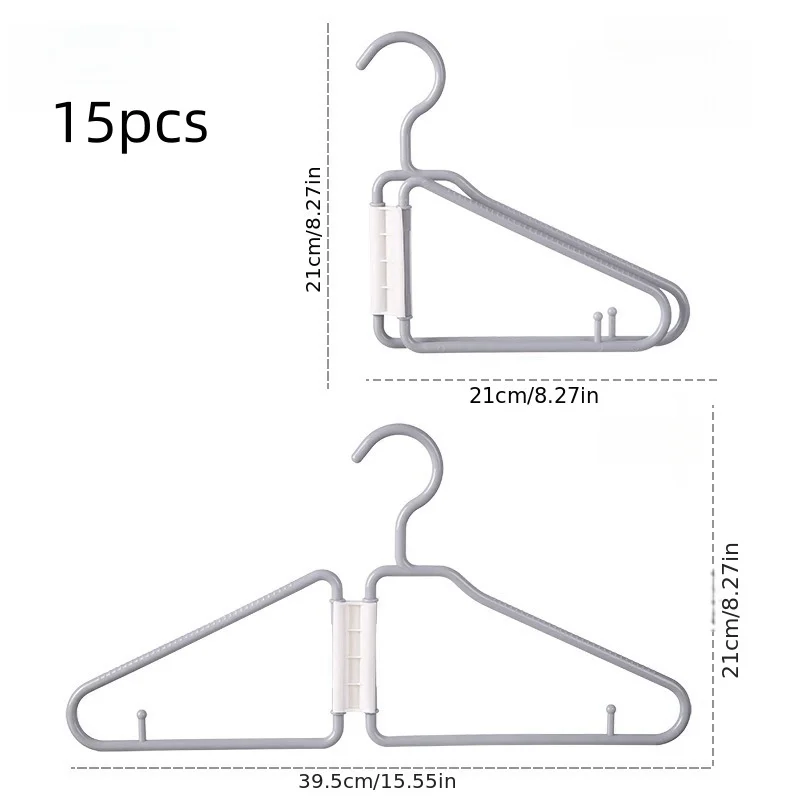 15PCS Portable Folding Hangers |   Space-Saving Double Fold Design, Durable Plastic for Travel/Home Storage
