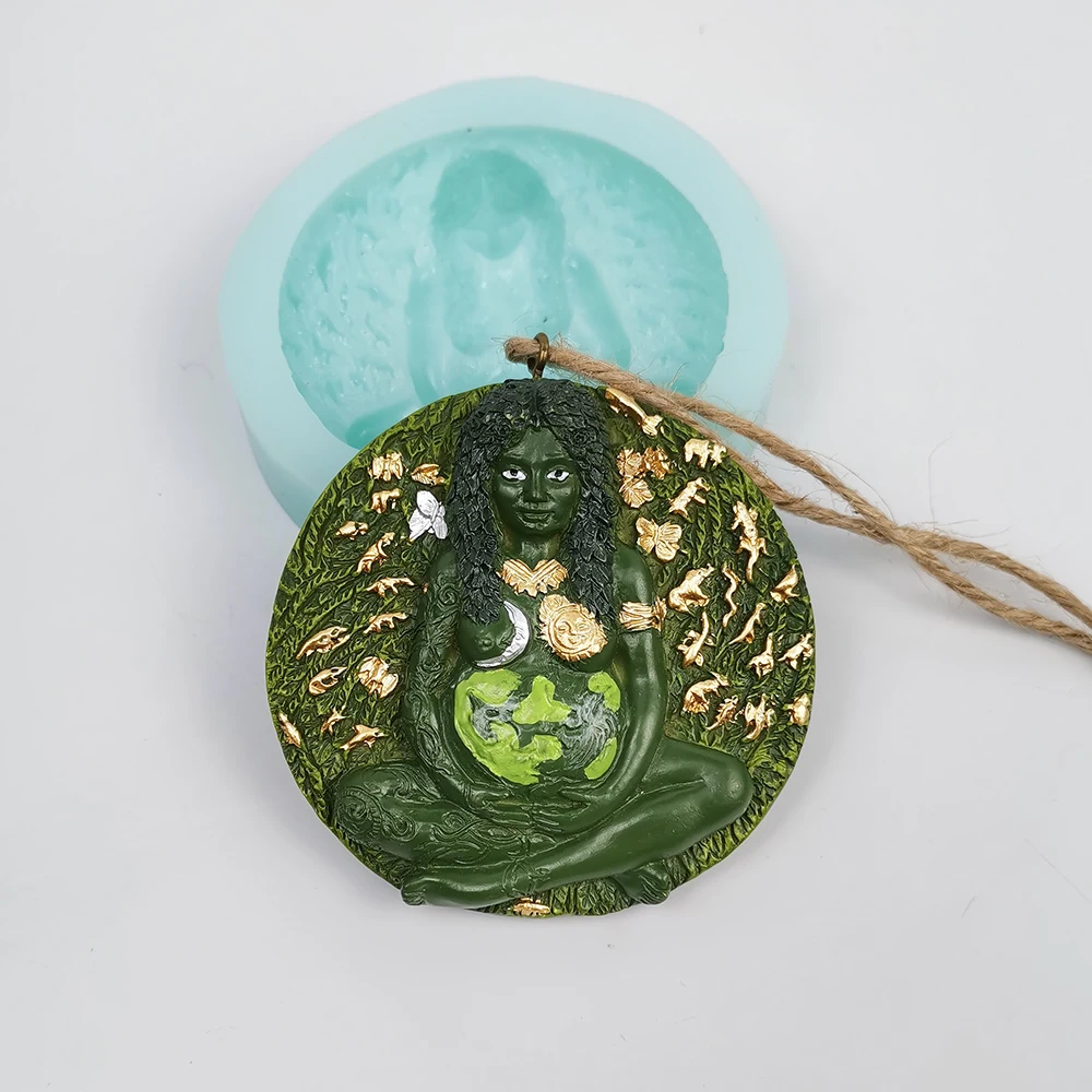 Handmade Earth Mama Goddess Statue Resin Mold Mom Earth Statue Gift Resin Silicone Molds DIY Room Ornaments Ceremony Decoration