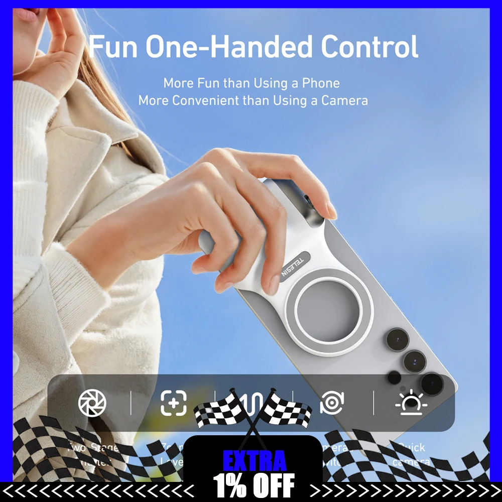 

TELESIN Magnetic Phone Camera Shoot Hand Grip Phone Holder Shooting Aid Remote Control Handle for Iphone HUAWEI SAMSUNG Phone