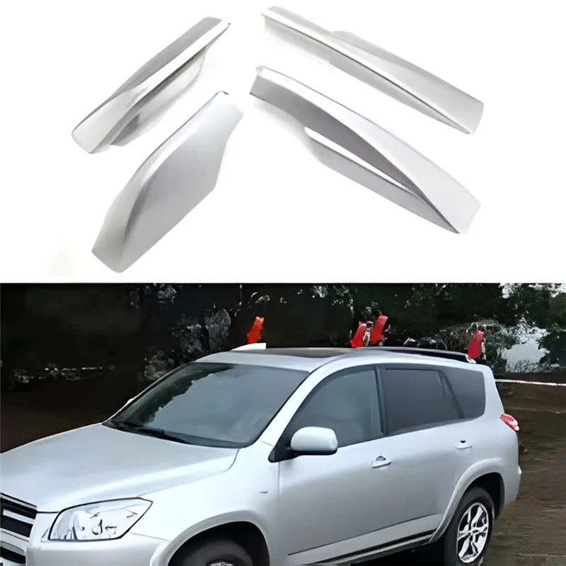 

AM-набор из 4 шт. серебряных торцевых крышек для Toyota RAV4 XA30 2006-2012, защитный чехол для багажника на крыше автомобиля