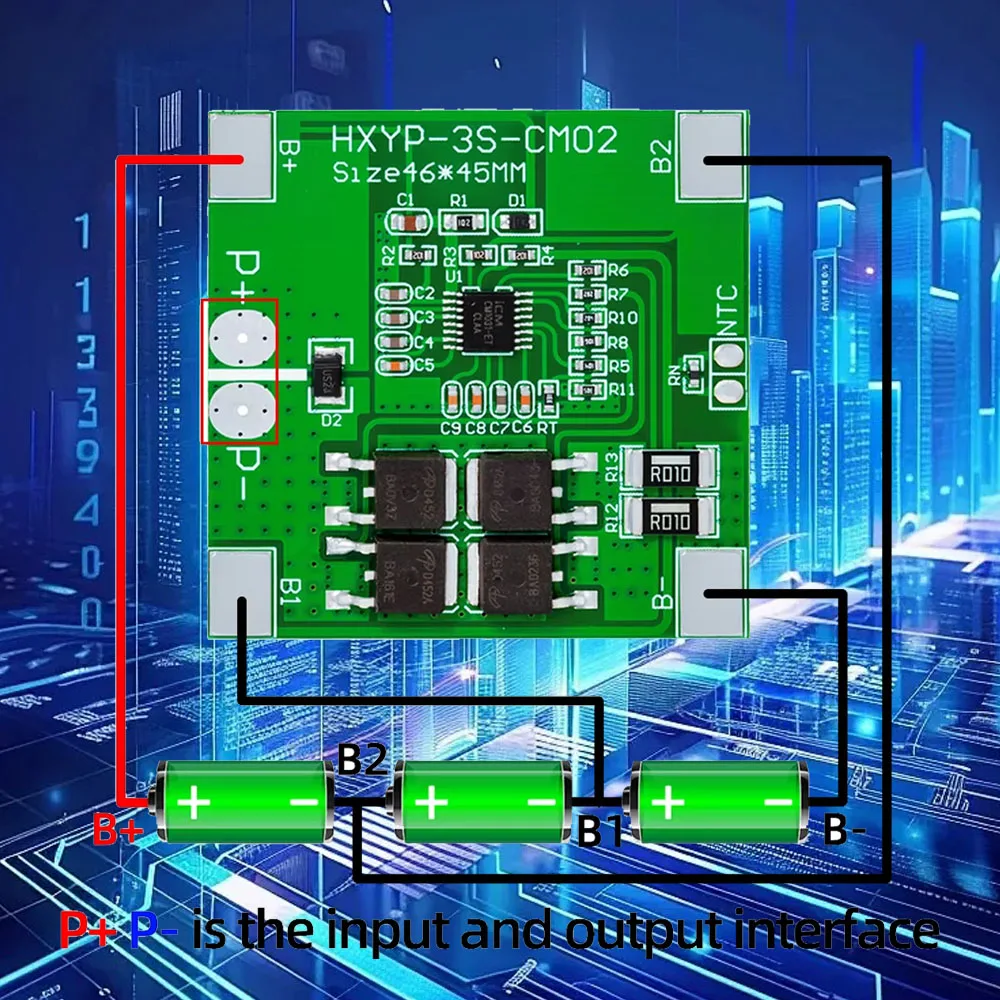 3S LiFePO4 BMS Protection Board 4MOS 14A, 9.6V 10.8V Battery Management Module with Optional Balance Equalization
