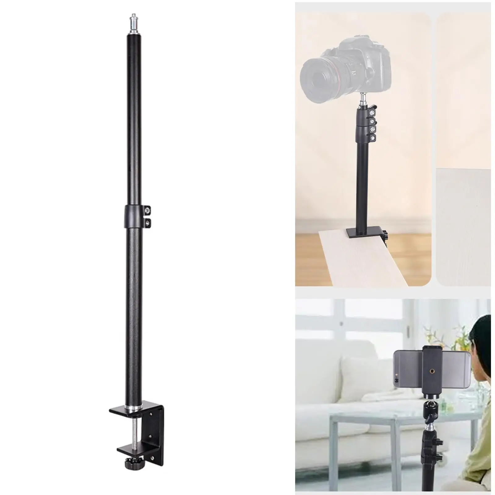 Tabletop Light Stand Aluminum Extending Tabletop Mount L Clip Adjustable DSLR Camera Desk Mount