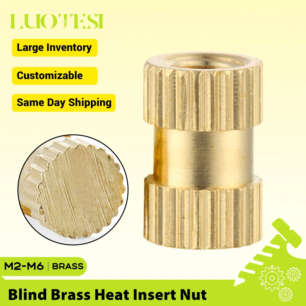 Brass Blind Hole Injection Molding Knurled Nuts Thread Insert Embedded Nut M2 M2.5 M3 M4 M5 M6 Heating Insertnut for 3d Printer