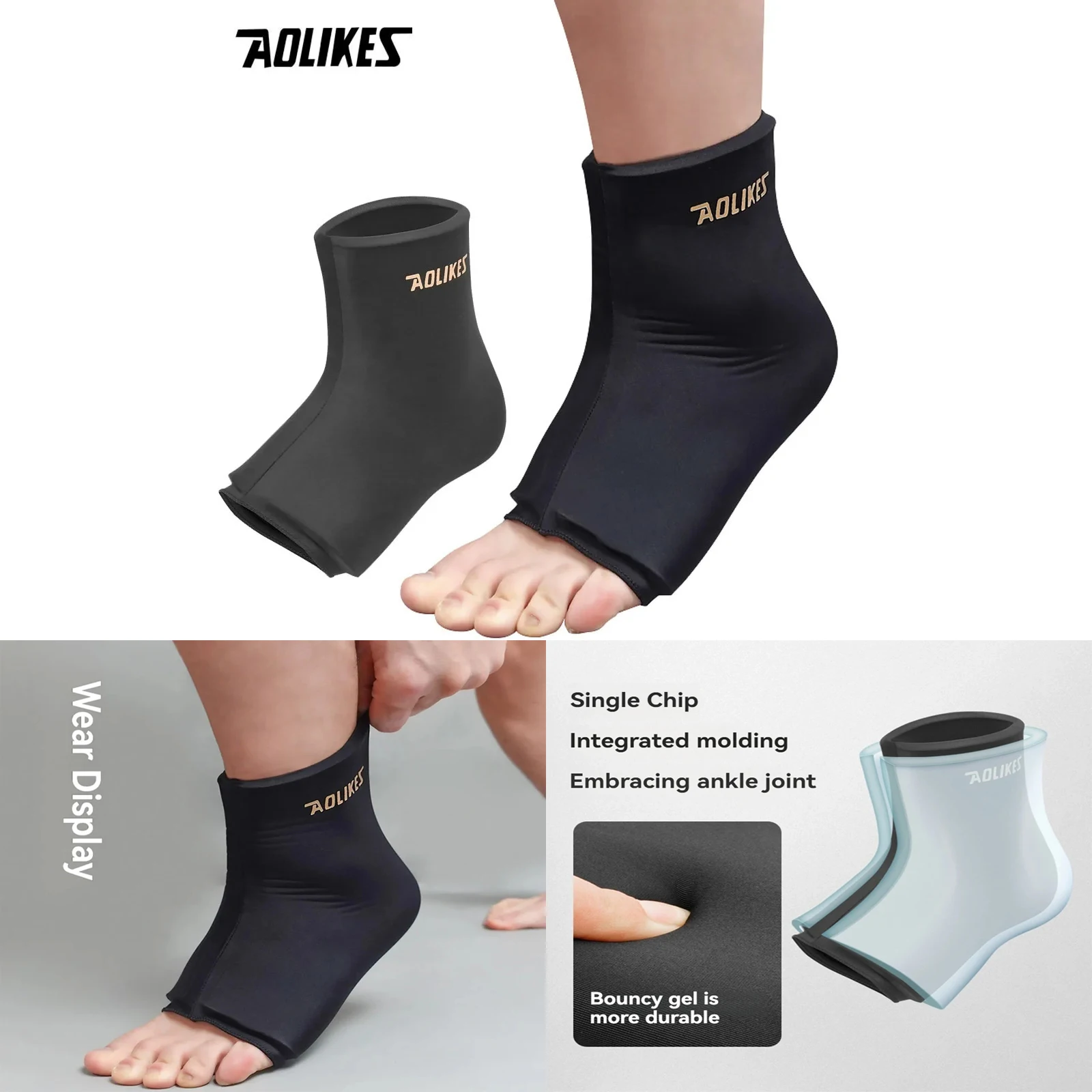 

AOLIKES 1 шт., горячий и холодный рельефный гель с рукавами на щиколотке, контурный гидрогелевый дизайн для комфорта и релаксации, мягкая на ощупь эластичная ткань