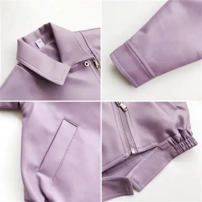 Giacca in pelle per bambina collezione primavera e autunno giacca in pelle per bambini tuta da moto per bambini cappotto in PU