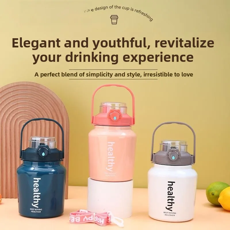 

Portable Large Capaci Stainl Steel Sugar Cup Student School Sports Creative Straight Drinking Water Bottle with Handle