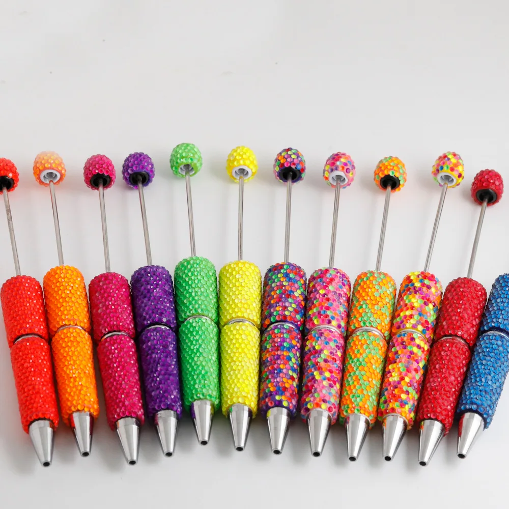 

10Pcs Candy Colored Glitter Diamond Bead Pen Creative DIY Beaded Granule Pen Rhinestone Ballpoint Pens Kawaii Stationery