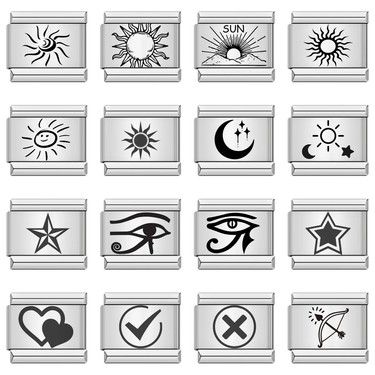Neue trendige Mode Sonne Mond Stern Auge Herz Charme italienische Links passen 9mm Edelstahl Armband DIY Herstellung von Schmuck – Detail 1