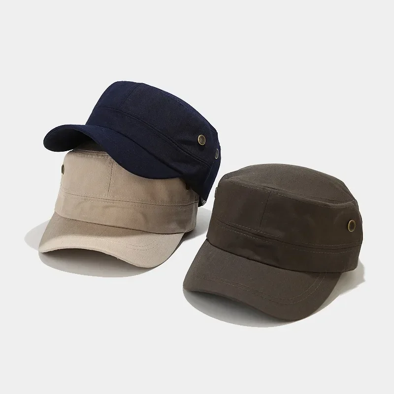 Spring Summer Cotton Solid Octagonal Cap Military Hat Baseball Cap for Men and Women 29