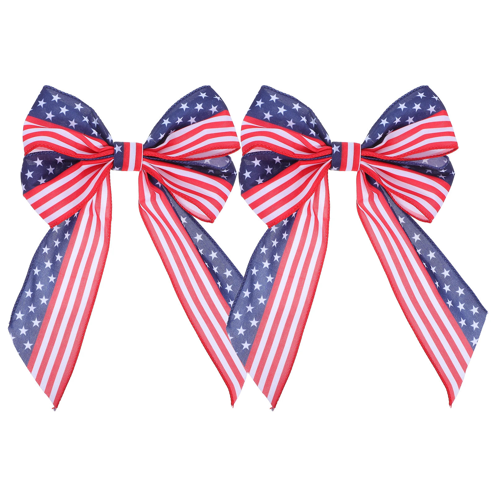 

2Pcs Independence Day Patriotic Bow Medium Size Polyester Decorative Bow Ornaments Front Door Porch Wall Decoration