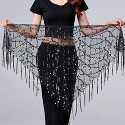 Triangle Sequins Bellydance Skirt Belly Dance Long Tassel Hip Scarf Festival Outfits Women Dance Wear Accessories Dancing Belt