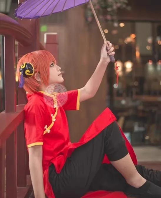 الروح كاجورا تأثيري حلي المرأة انمي ياباني جينتاما كاجورا فستان صيني شعر مستعار تأثيري ملابس الكونغفو شيونغسام وتتسابق