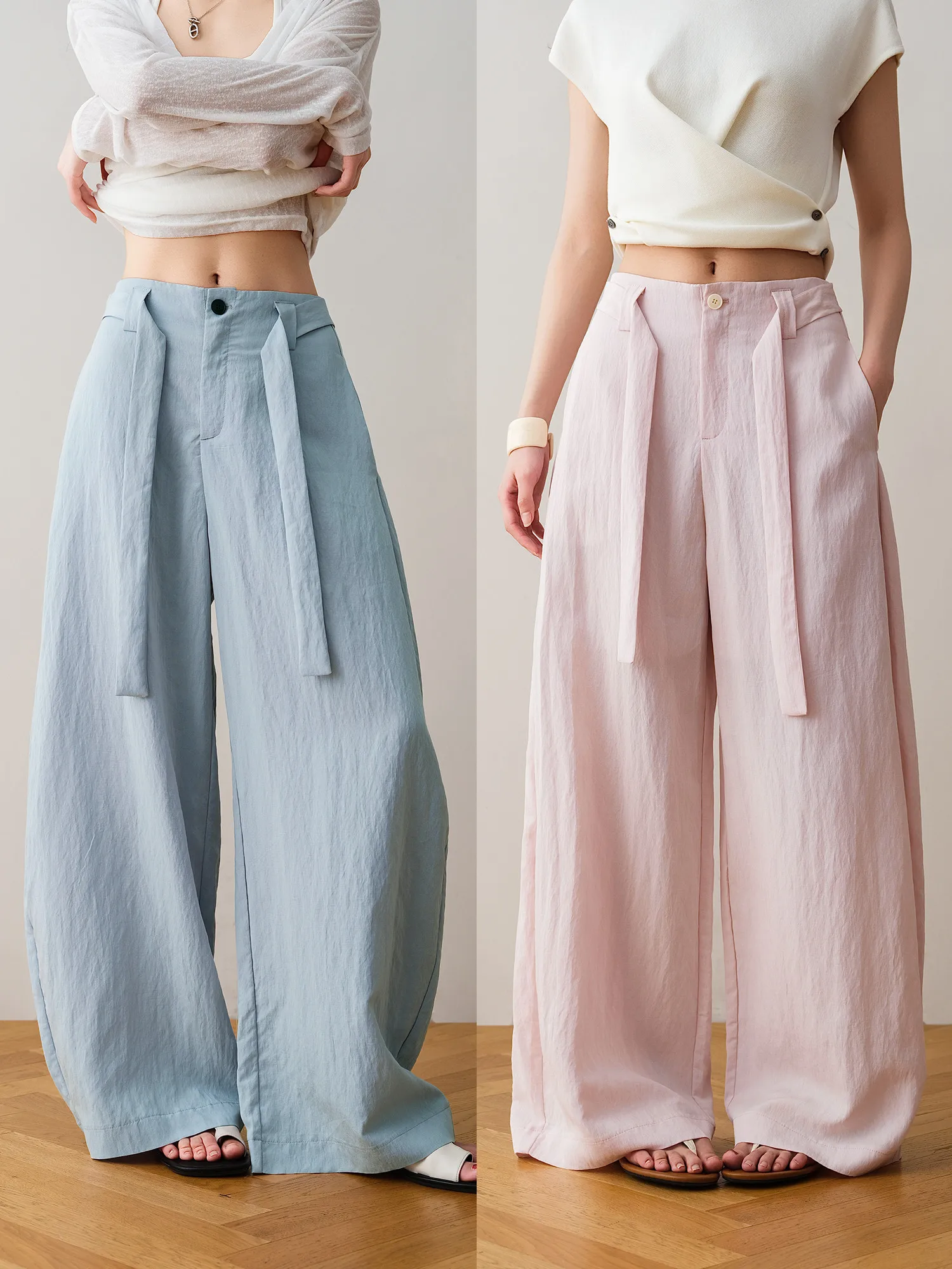 

High Waist Wide Leg Casual Pants Straight Cut Slimming Floor Length Ele Versatile RONRON Summer 2025 New Arrival