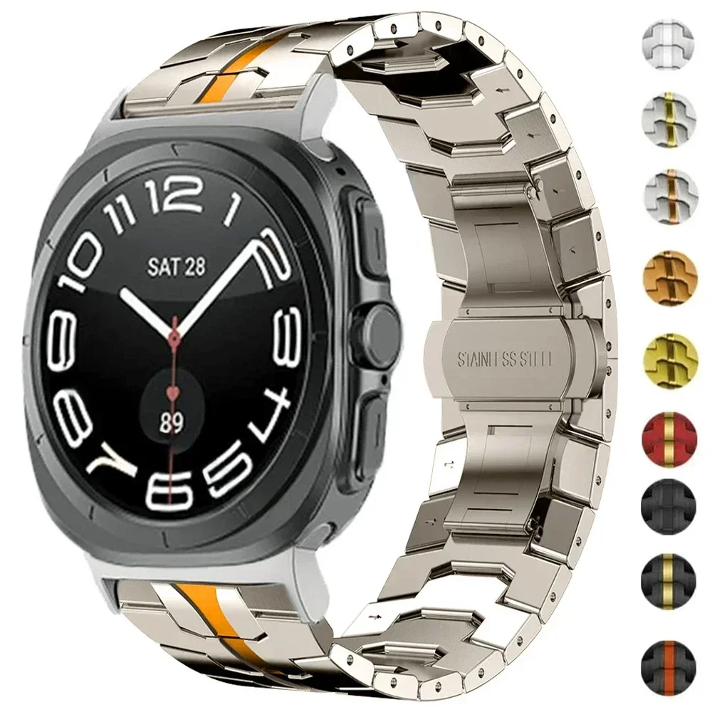 

Новый роскошный ремешок из нержавеющей стали для Samsung Galaxy Watch 7 Ultra 47 мм, ремешок без зазоров для Galaxy 7 ULTRA 47 мм, деловой браслет